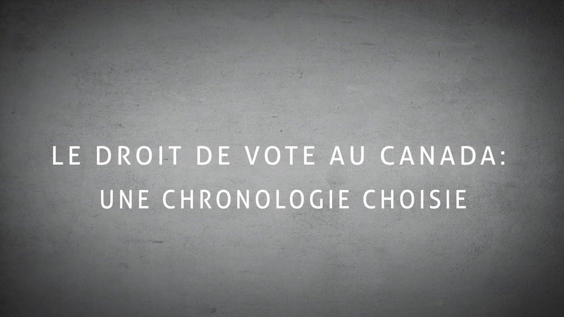 Le droit de vote au Canada : Une chronologie choisie